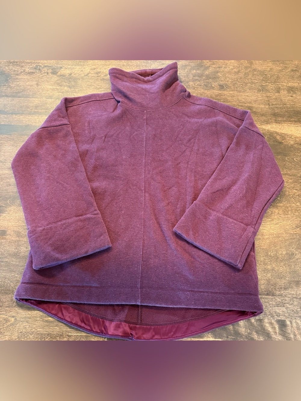 Athleta Cozy Karma Funnel Neck Sweatshirt Burgundy Red Oversize